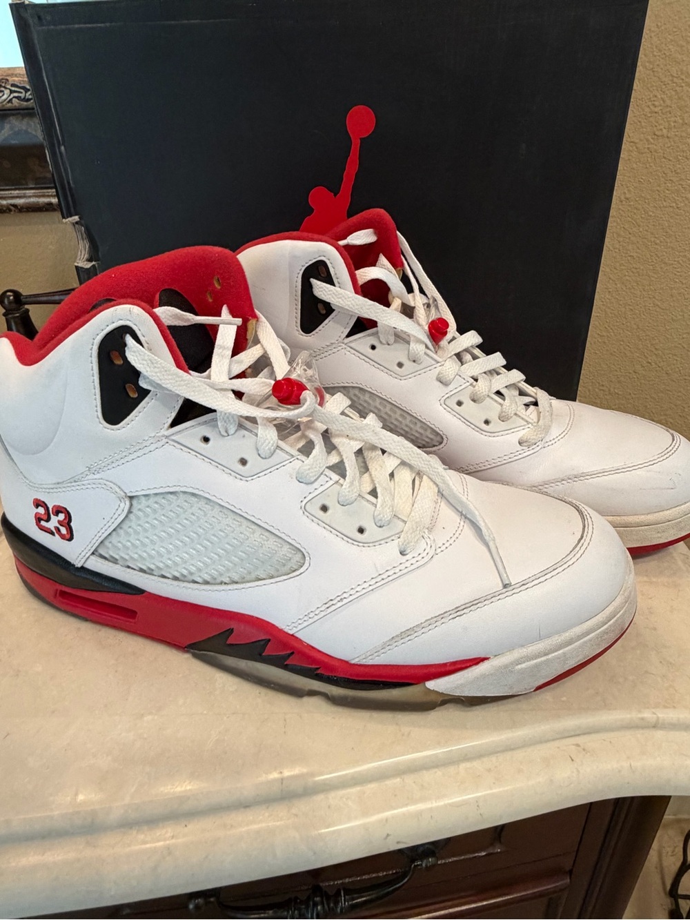 Jordan White and Red Men's High-Top Basketball Sneakers